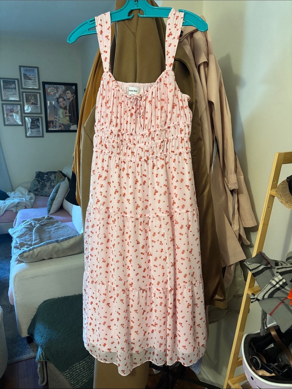 Sunday Best Aritzia Pink Floral Tiered Sundress